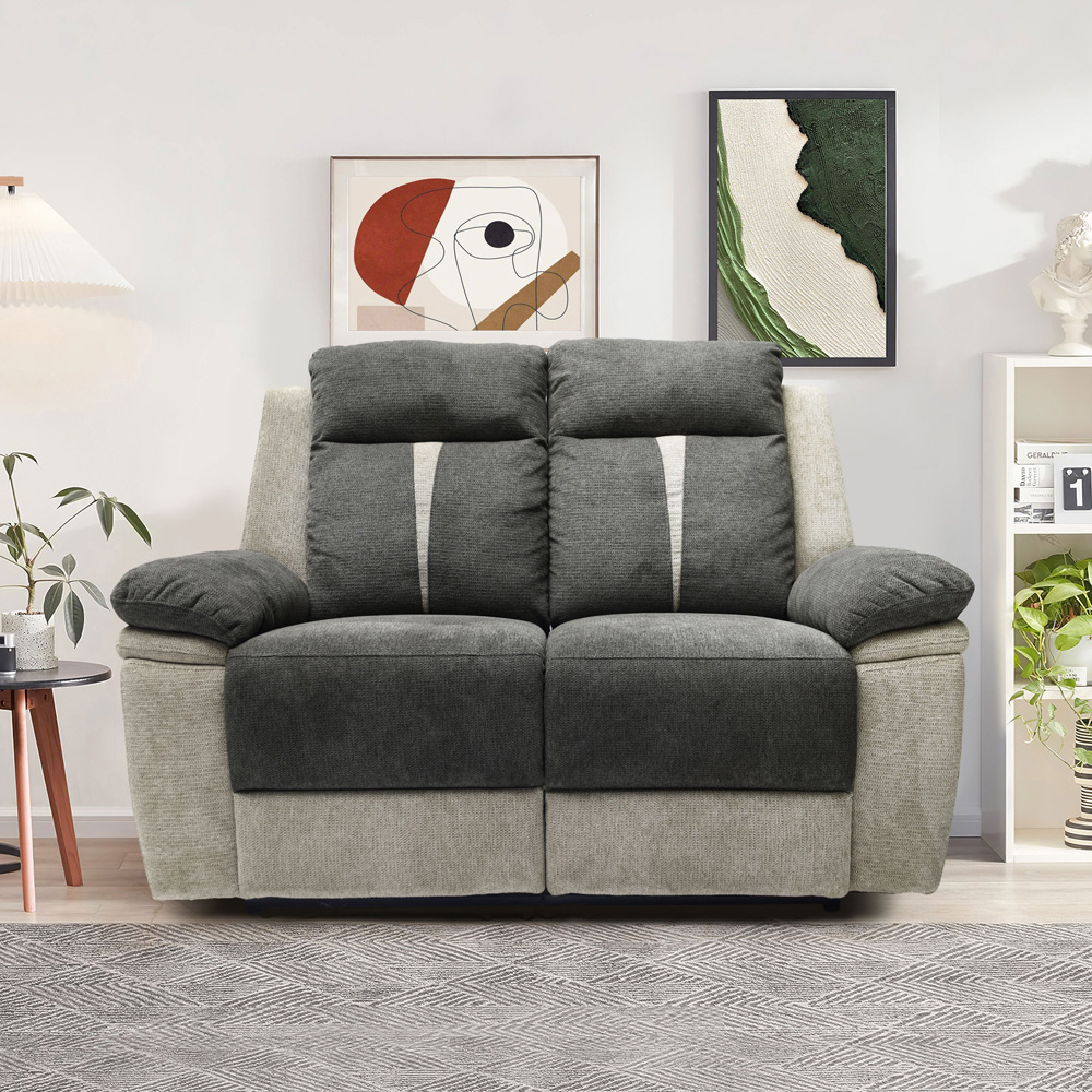 Comfy Living 2 Seater Grey Manual Recliner Sofa Image 6