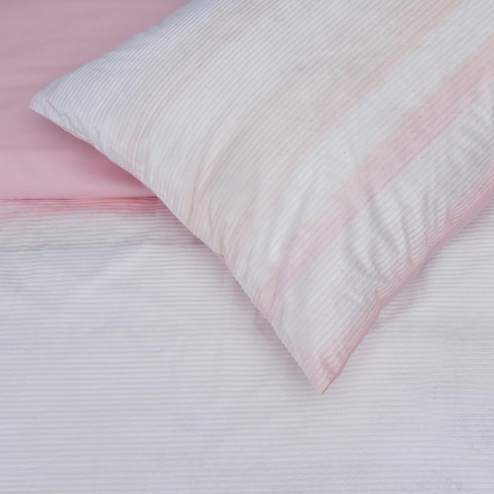 Smart Living Double Blush Pink Ribbed Velvet Duvet Cover Set Image 5