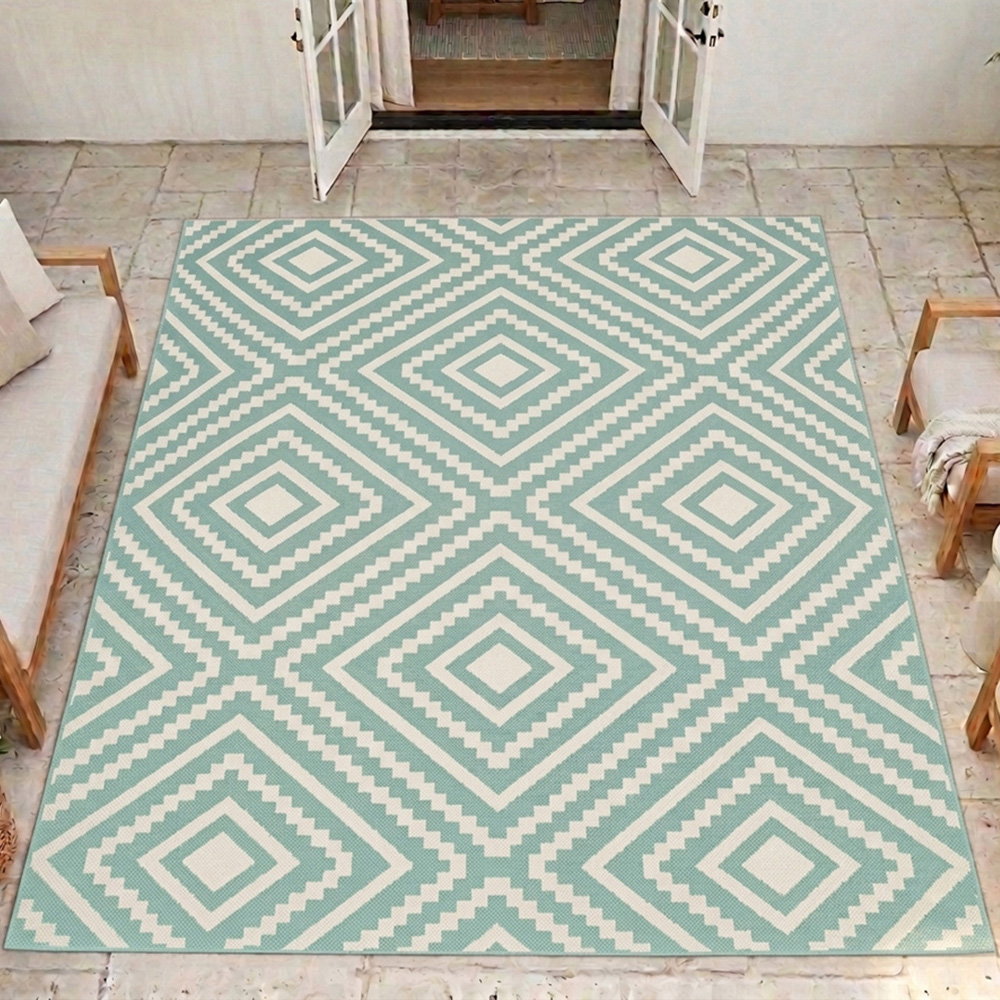 Portland Rugstyle Aqua Large Diamond Rug 120 x 170cm Image 1