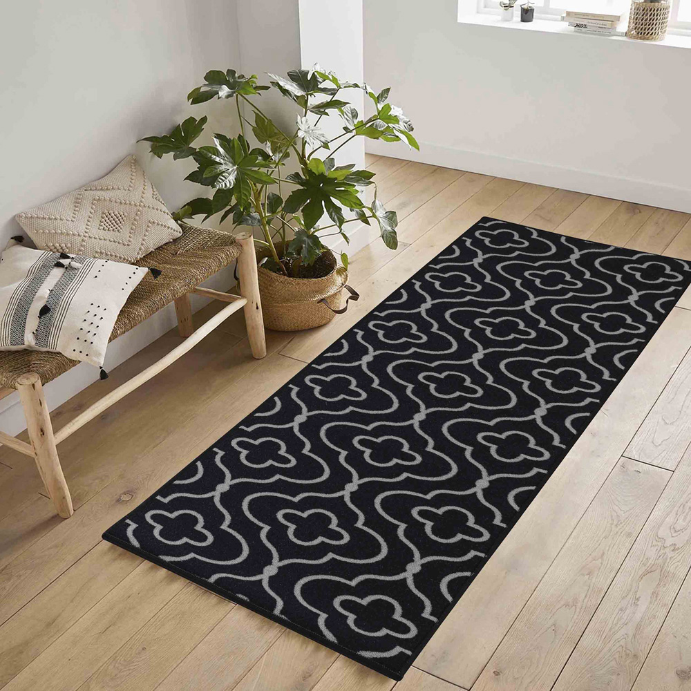 Desire Rugs Havana Black Quatrefoil Anti Slip Door Mat 220 x 160cm Image 4