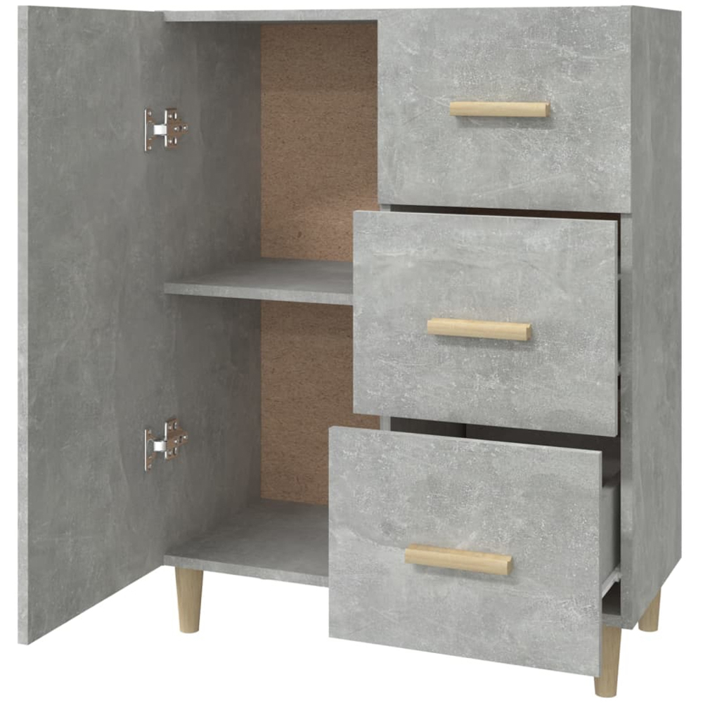 vidaXL Single Door 3 Drawer Concrete Grey Wooden Sideboard Image 5