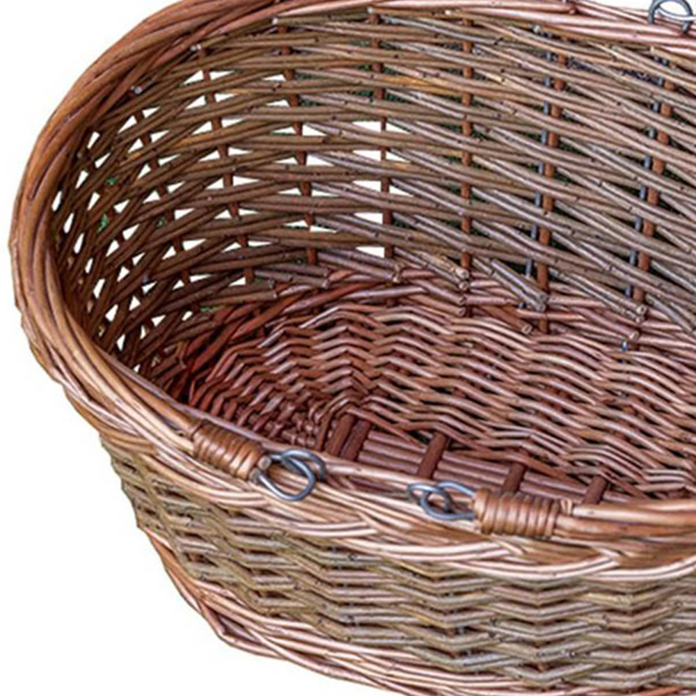 Red Hamper Oval Wicker Swing Handle Shopping Basket Image 3