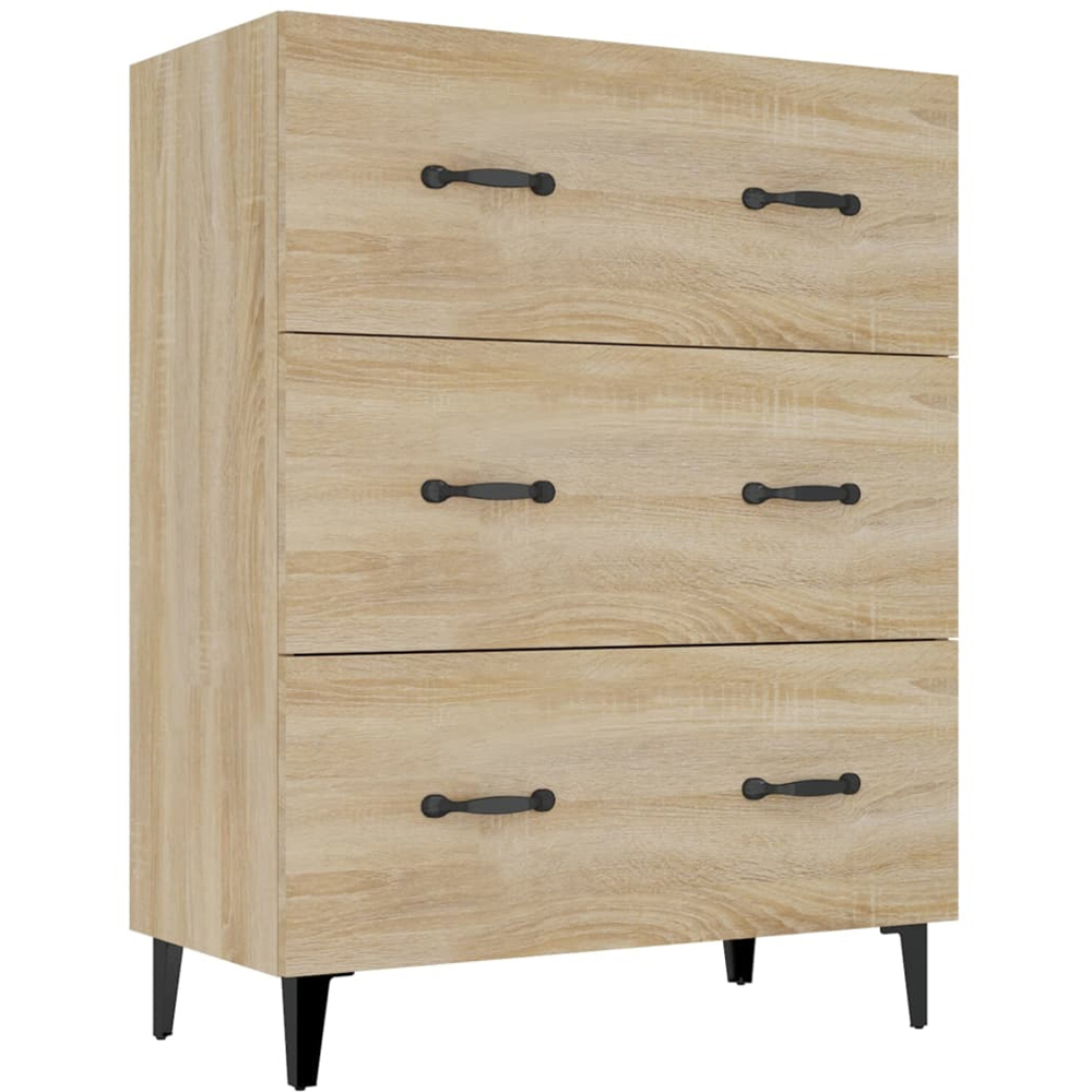 vidaXL 3 Drawer Sonoma Oak Sideboard Image 2