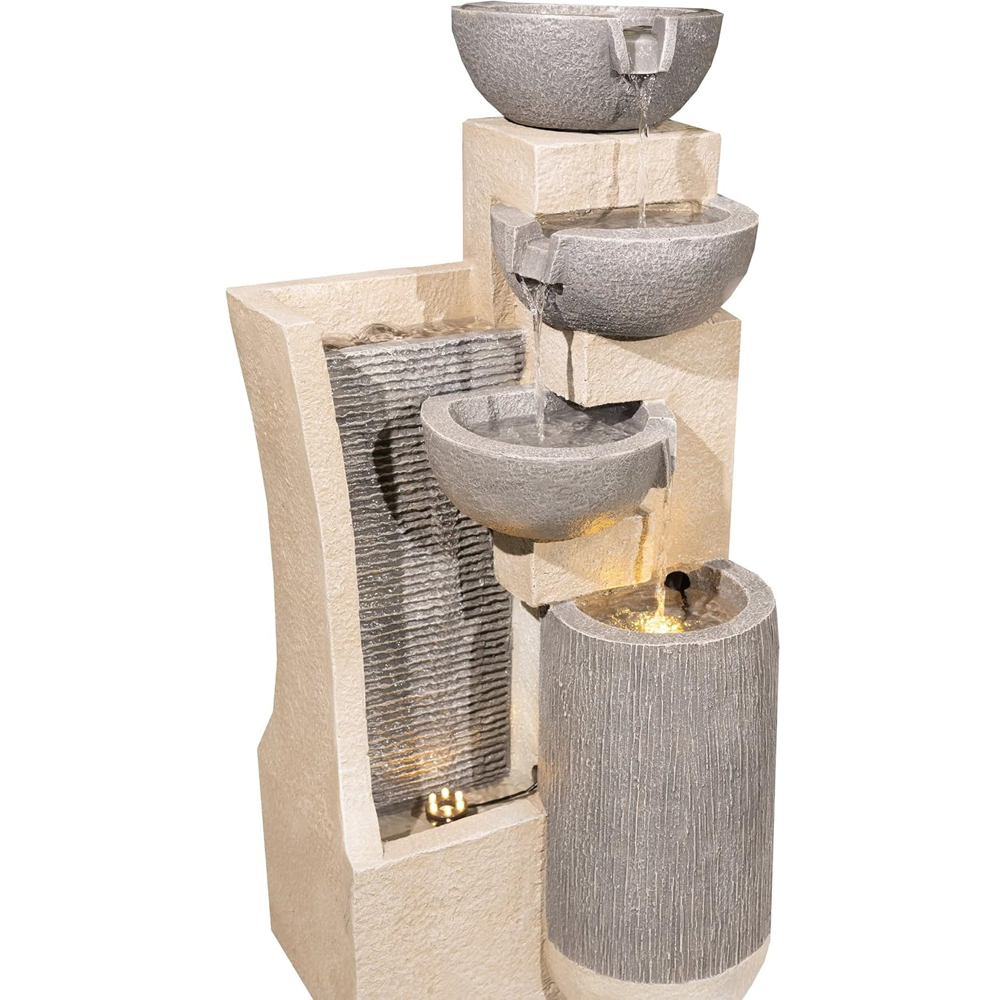 Garden Gear Four Bowl Cascading Wall and Water Feature with LED Light Image 3