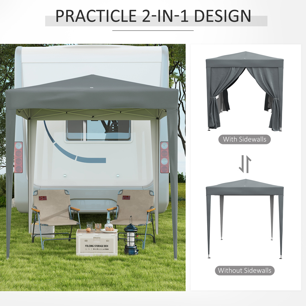 Outsunny 2 x 2m Grey Pop Up Gazebo with 4 Sides and Carry Bag Image 7