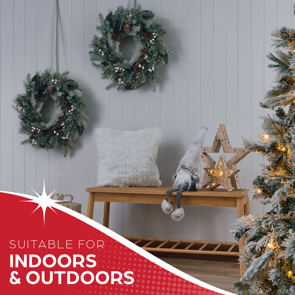 The Christmas Workshop Realistic Artificial Wreath with Snowberries and Pinecones 45cm Image 5