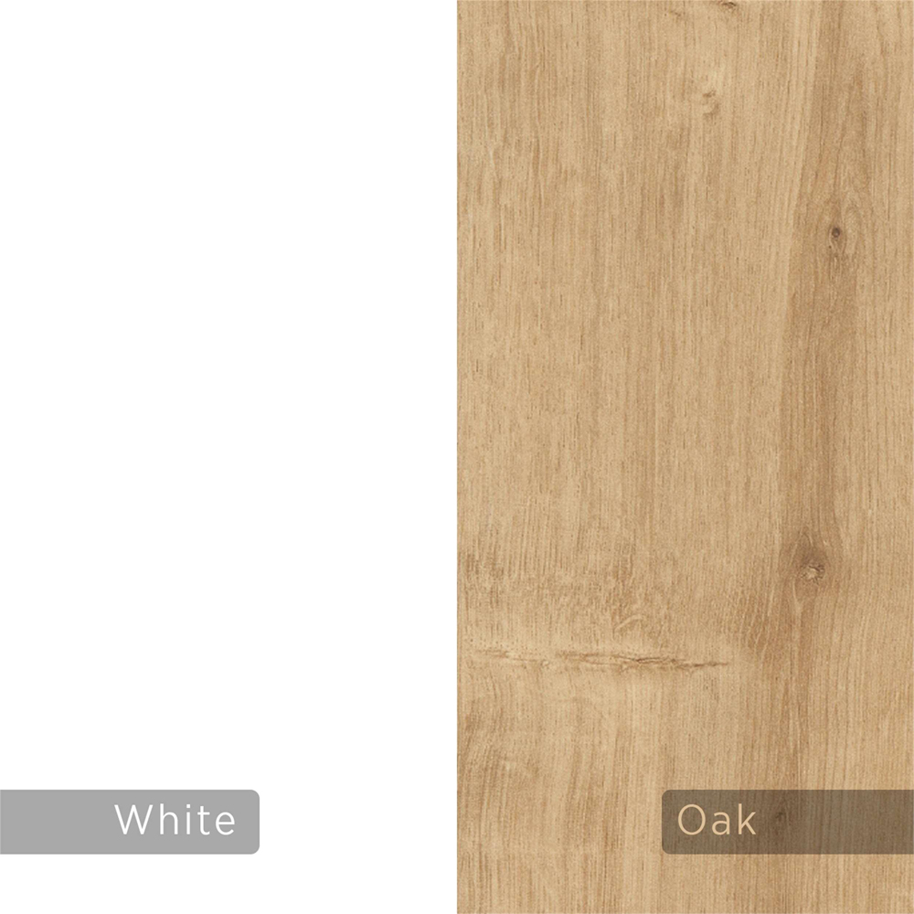 Decortie Honey 8 Shelf Modern Desk with Bookcase White and Oak Image 3