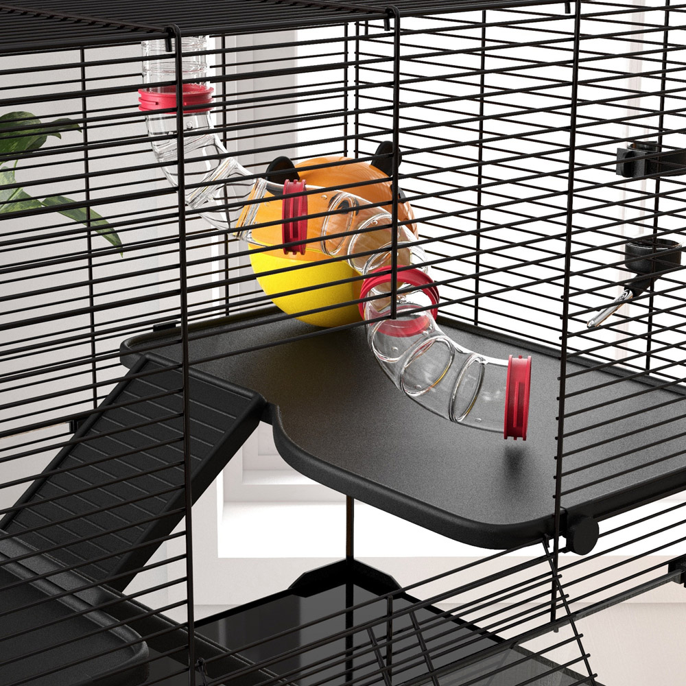 PawHut Black 2 Ramp Hamster Cage Image 3