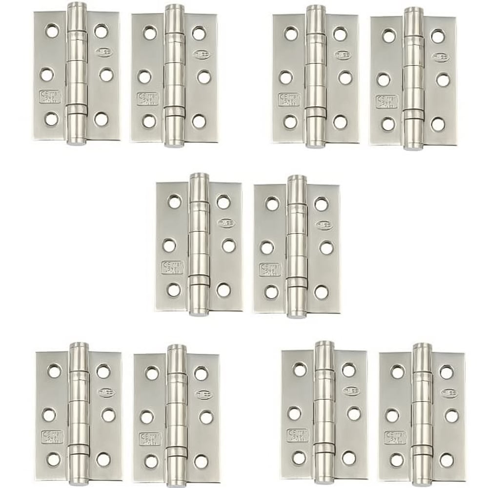 Golden Grace Polished Chrome Finish Ball Bearing Timber Door Hinge 75mm 5 Pack Image 1