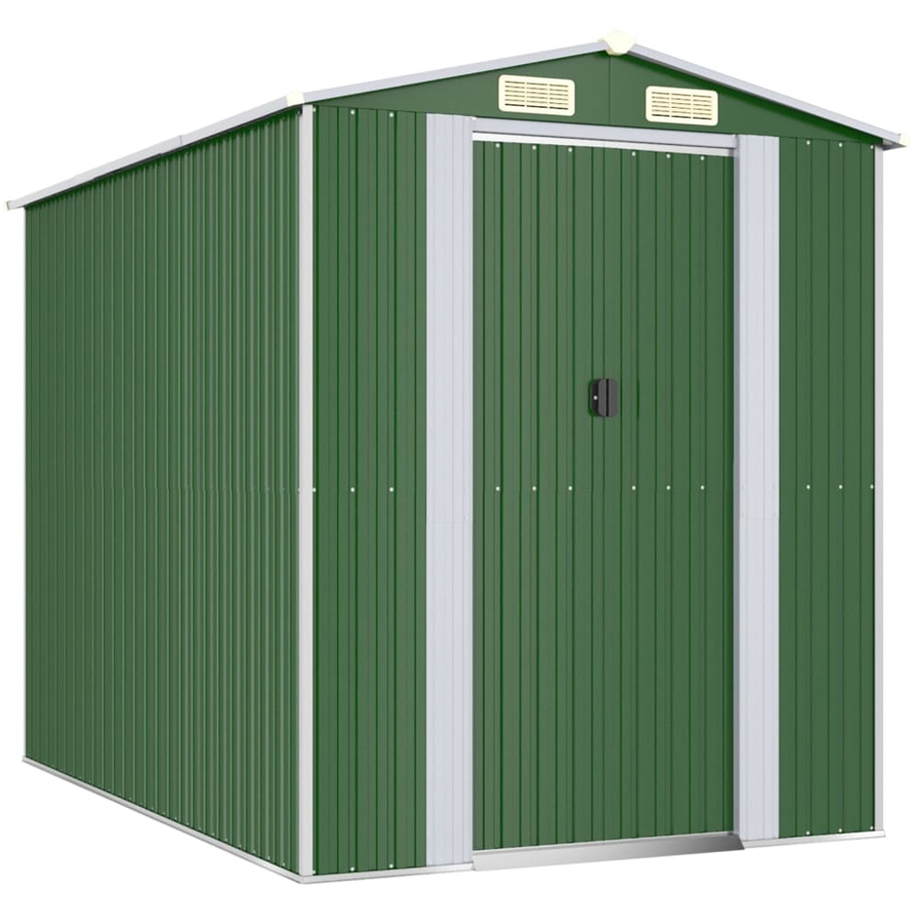 vidaXL 6.3 x 9ft Green Galvanised Steel Garden Shed Image 1