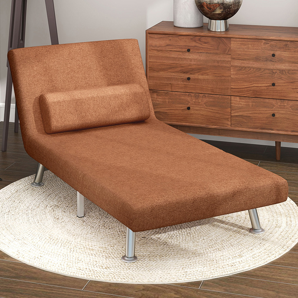 HOMCOM Single Coffee Linen Chair Bed with Adjustable Backrest Image 1