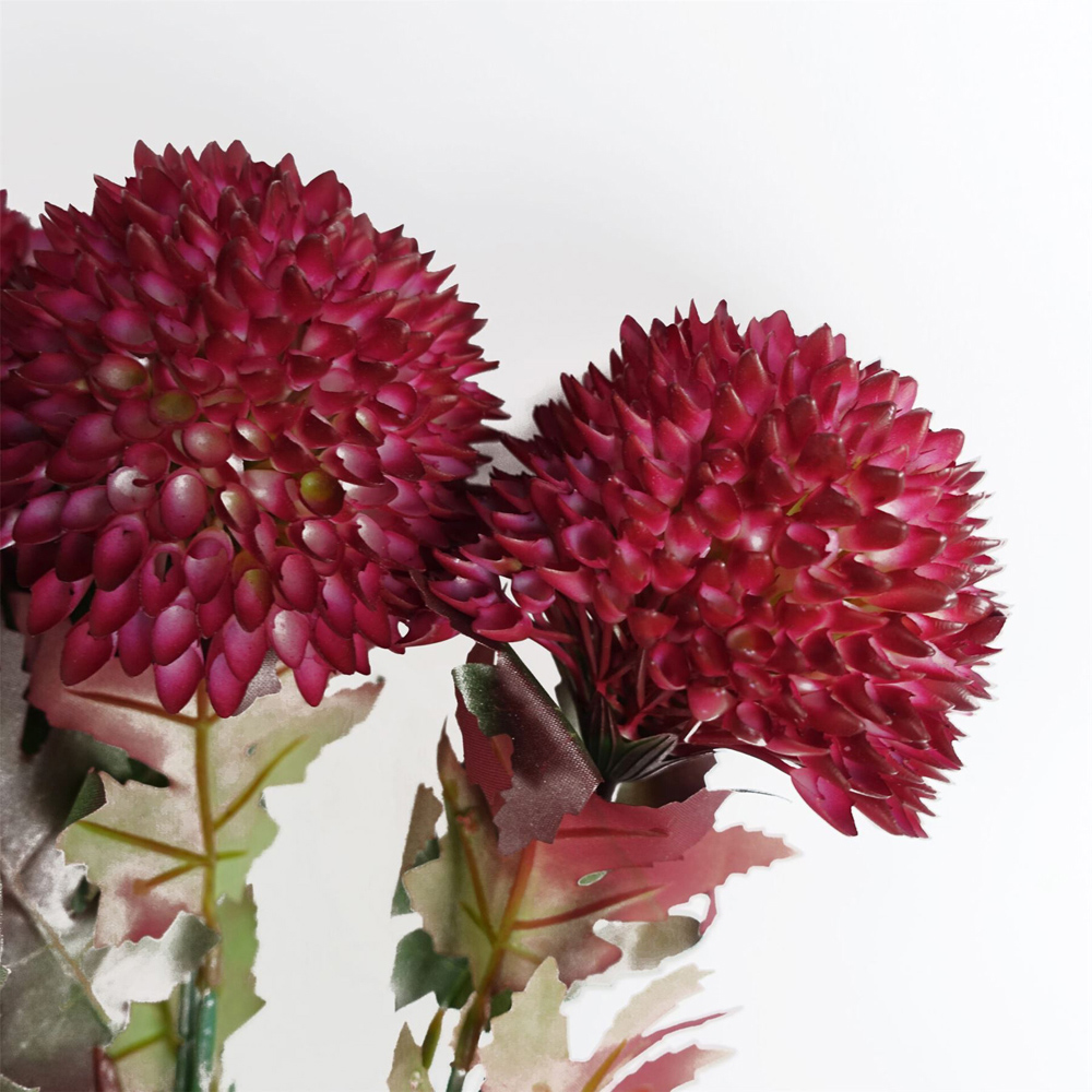 Leaf Pink Large Ball Dahlia Single Stem Artificial Flower 6 Pack Image 3