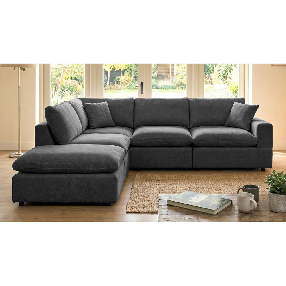 Artemis Home Cotleigh 5 Seater Charcoal Textured Fabric Reversible Corner Sofa Image 2