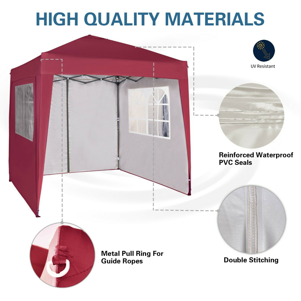 Red 2 x 2m Pop Up Gazebo with Removable Sidewalls Image 4