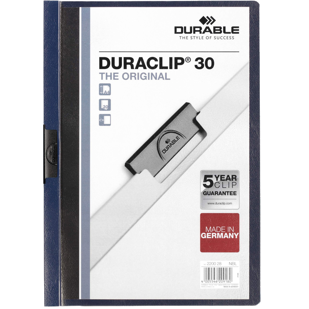 Durable Duraclip A4 Midnight Blue 30 Document Folder with Metal Clip 25 Pack Image