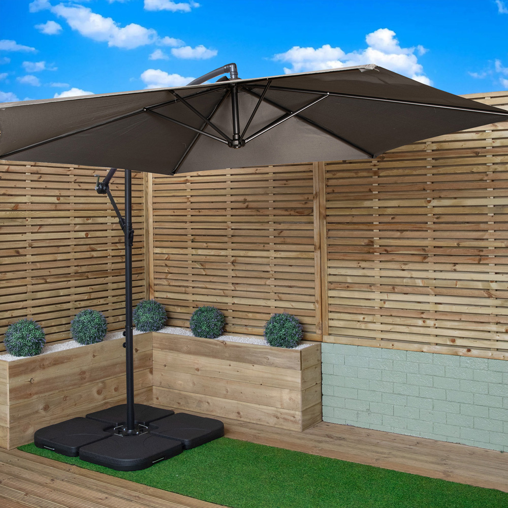 Samuel Alexander Grey Cantilever Banana Parasol with Crank Handle and Base Weights 3m Image 2
