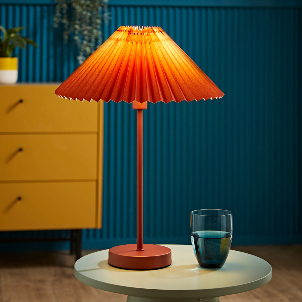 ValueLights Akira Burnt Orange Pleated Shade LED Table Lamp Image 2