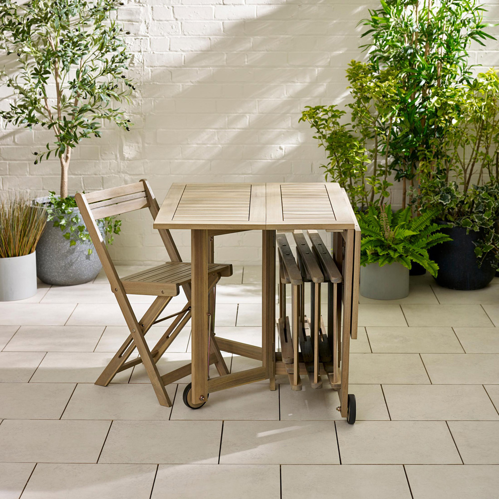 Furniturebox Brigend 4 Seater Wooden Foldable Outdoor Table Set Image 6