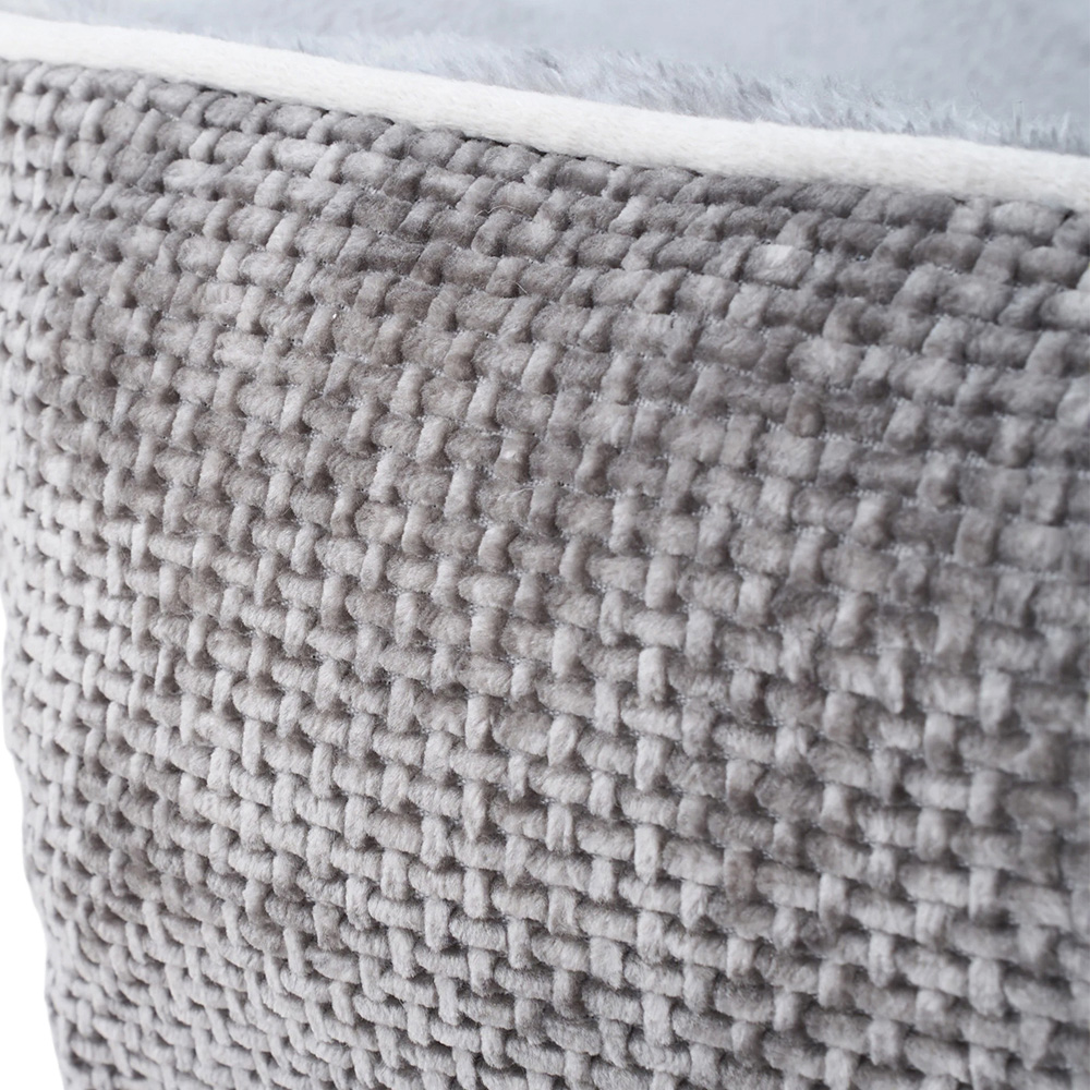 H&O Direct 60cm Grey Ultra Soft Chenille Dog Bed Image 5