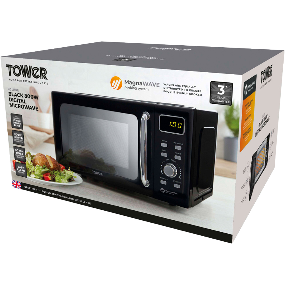 Tower T24041BLK Black 20L Digital Microwave Image 2