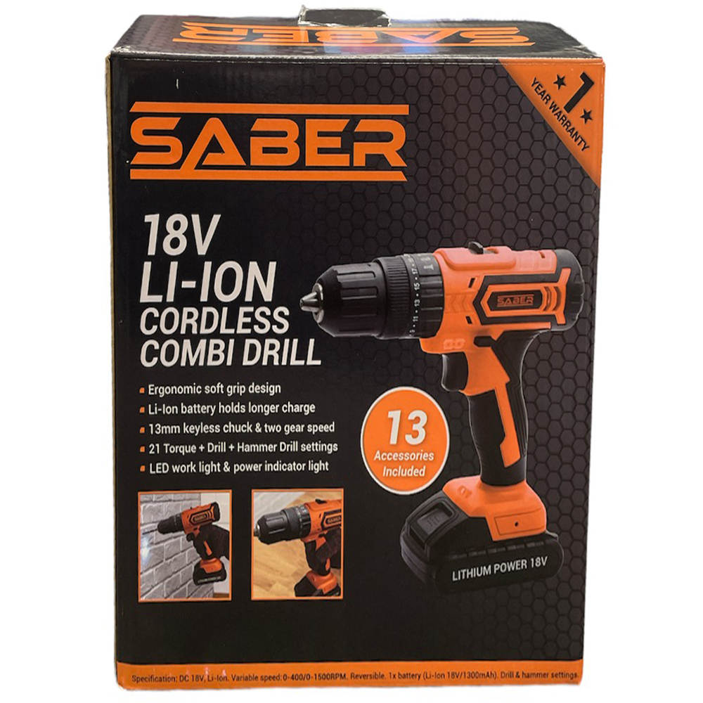 Saber 18V Cordless Drill Driver with Battery Image 4