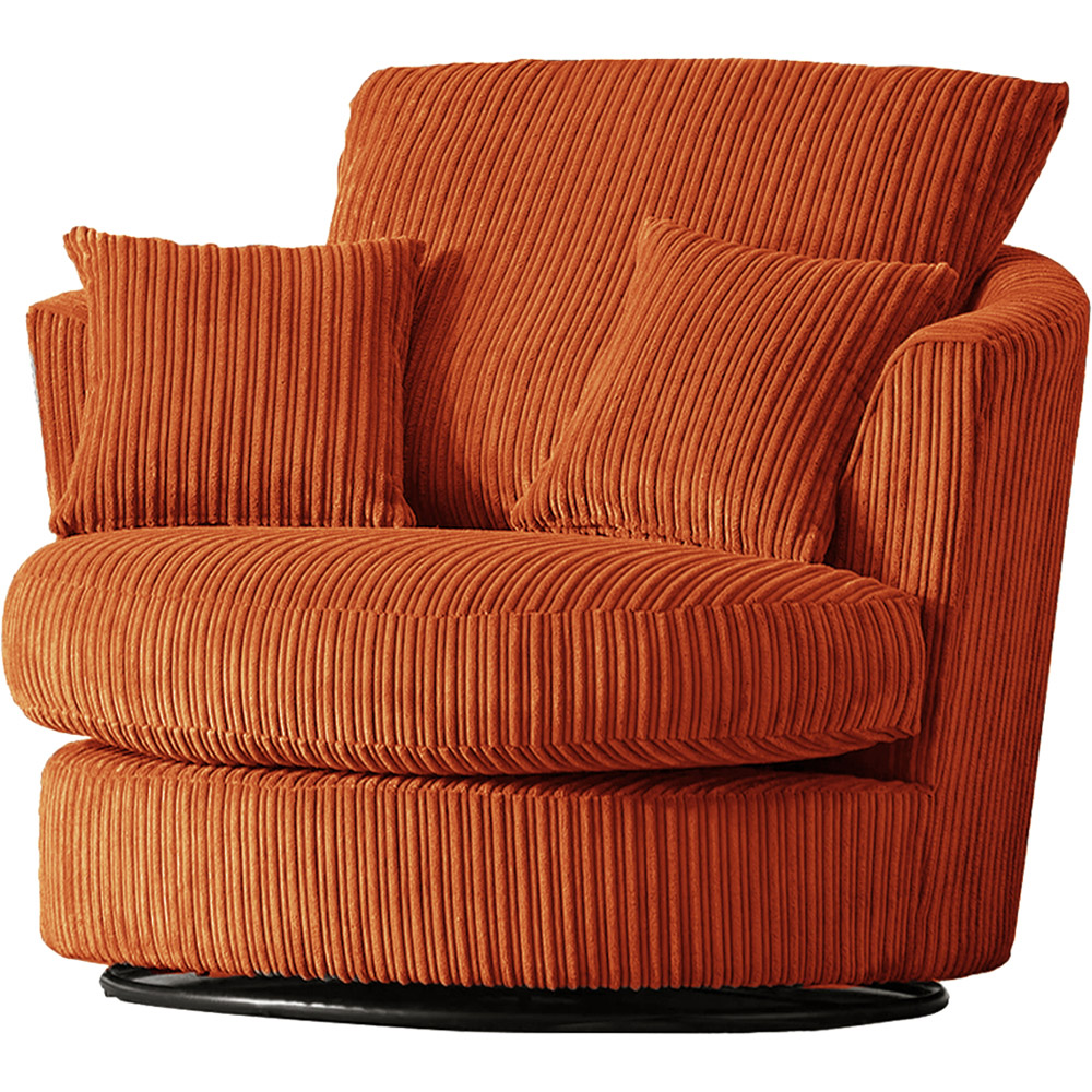 Luxor Orange Jumbo Cord Swivel Chair Image 3
