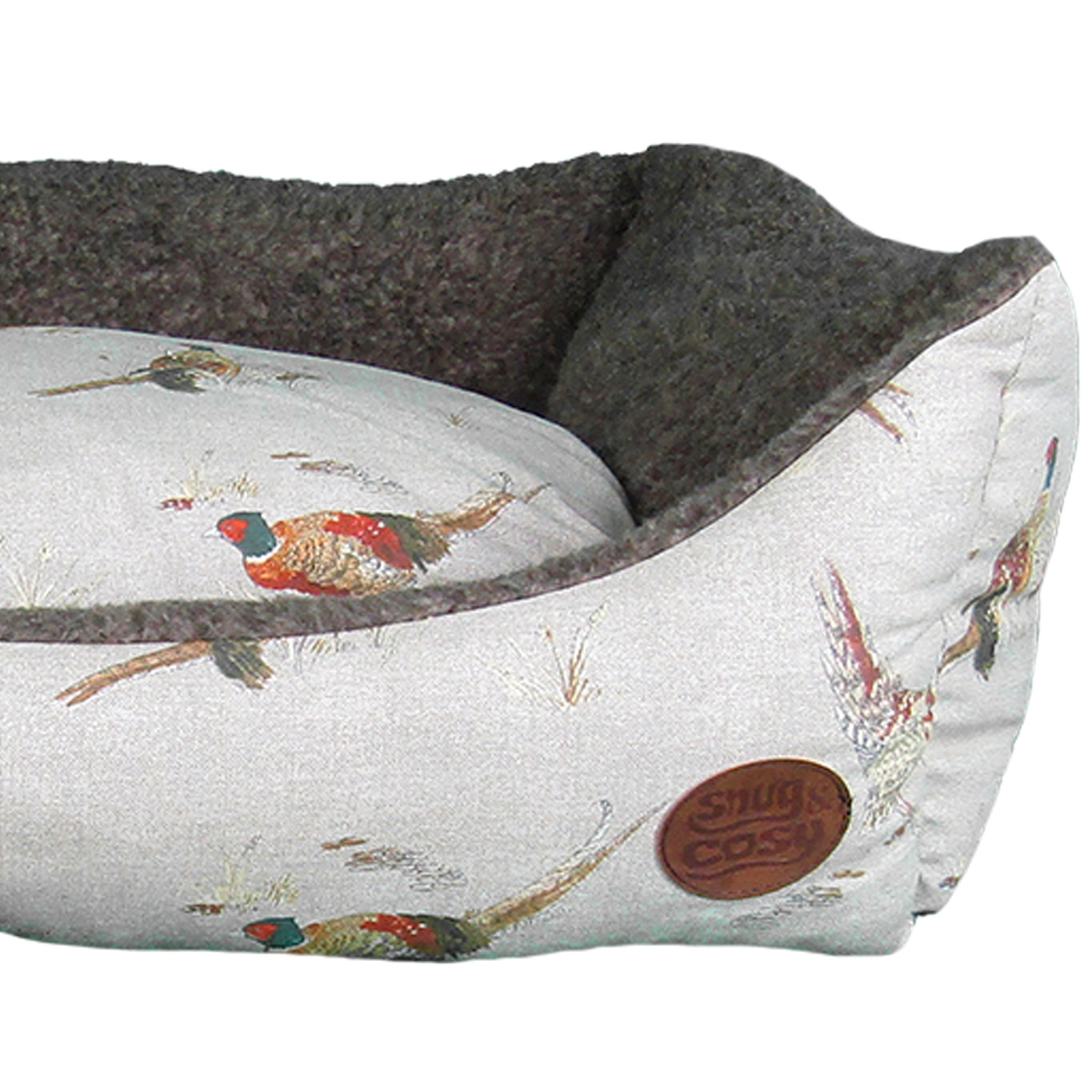 Snug & Cosy Large Rectangle Pheasant Print Dog Bed Image 3