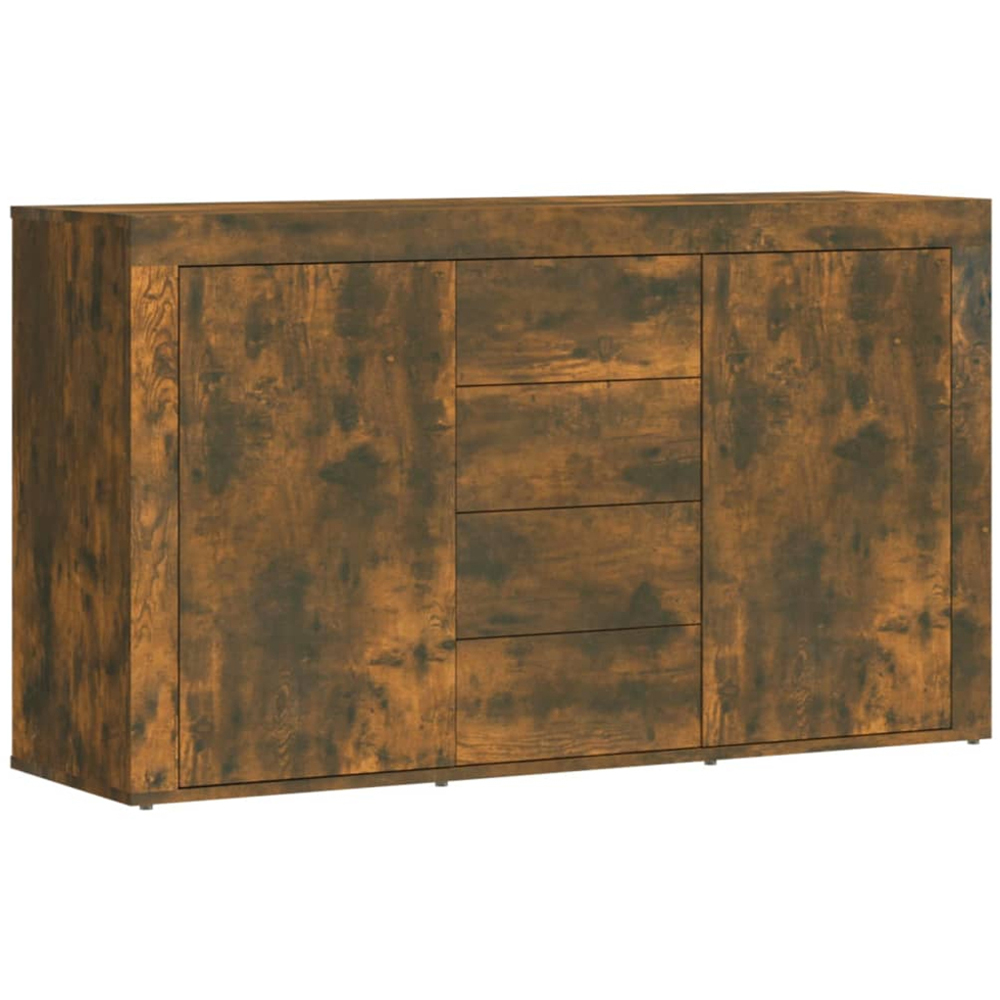 vidaXL 2 Door 4 Drawer Smoked Oak Sideboard Image 2