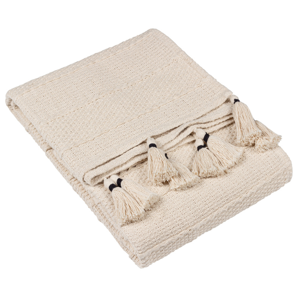 Yard Caliche Natural Woven Tasselled Throw 130 x 180cm Image 1