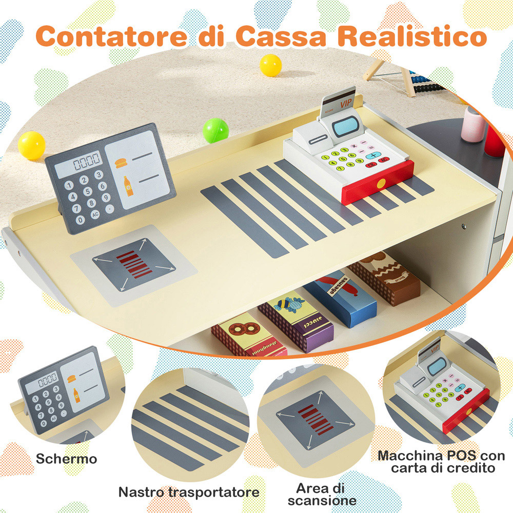 Costway Grey Kids Grocery Store Playset Image 7