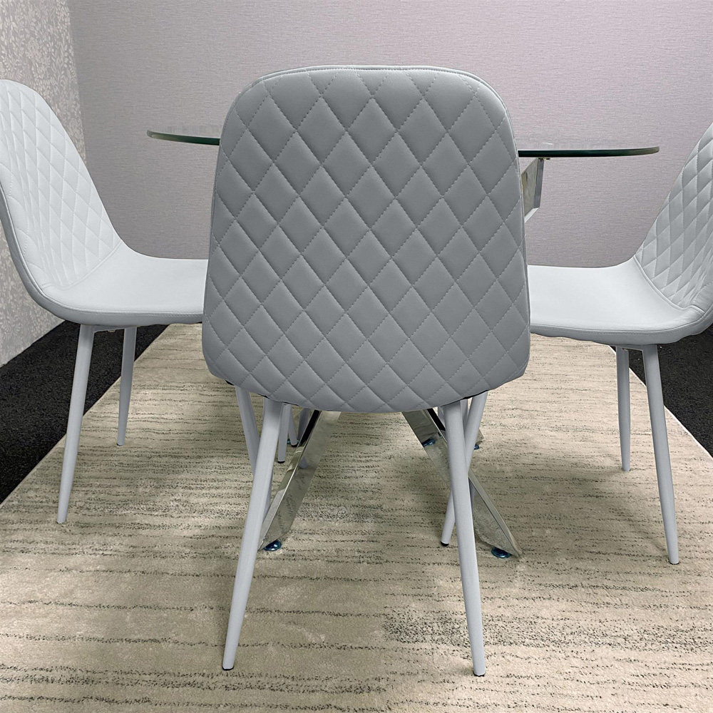 Kosy Koala Maya Gem 4 Seater Round Glass Dining Set Grey Image 3