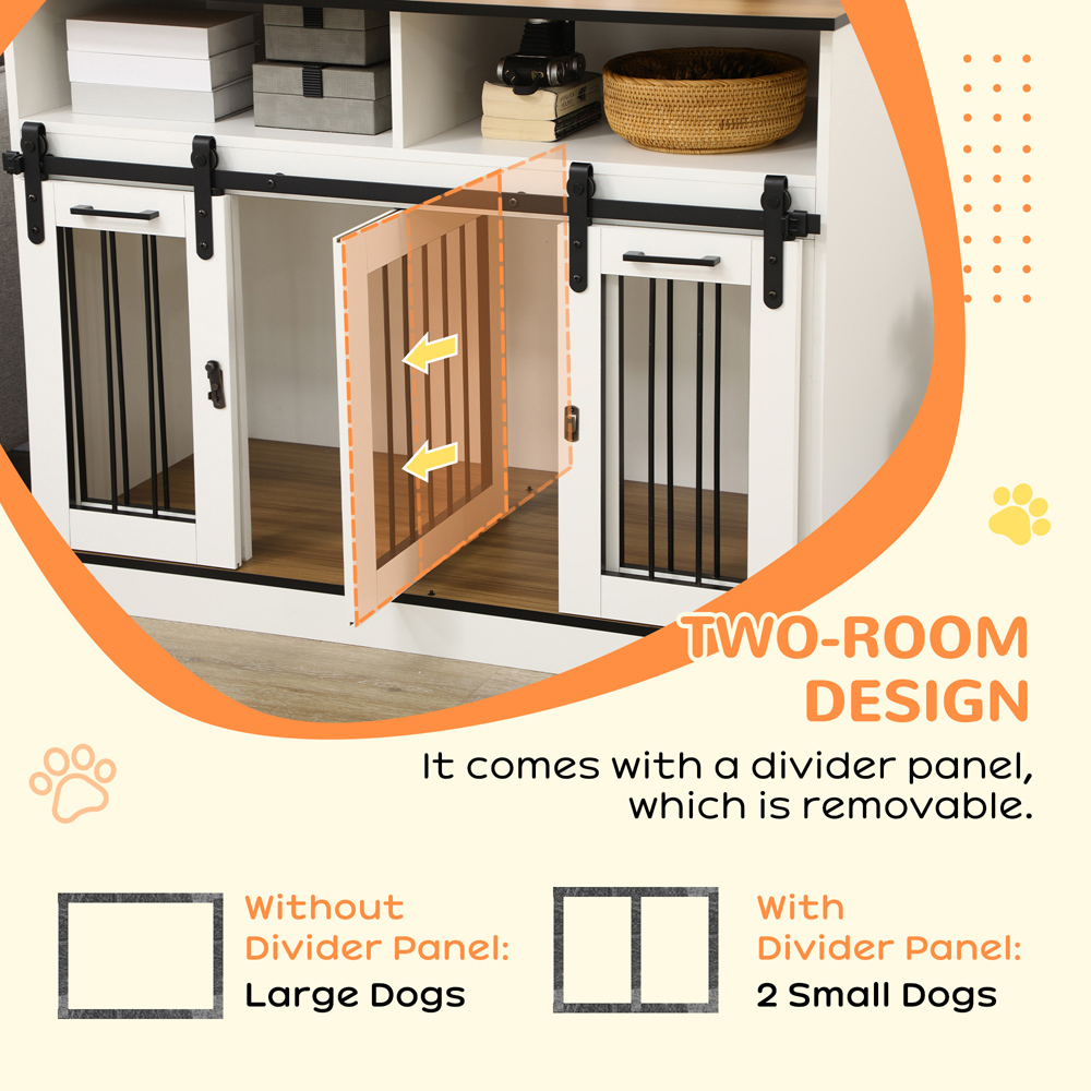 PawHut 2 Shelf White Large Dog Pet Crate Side Table Image 3