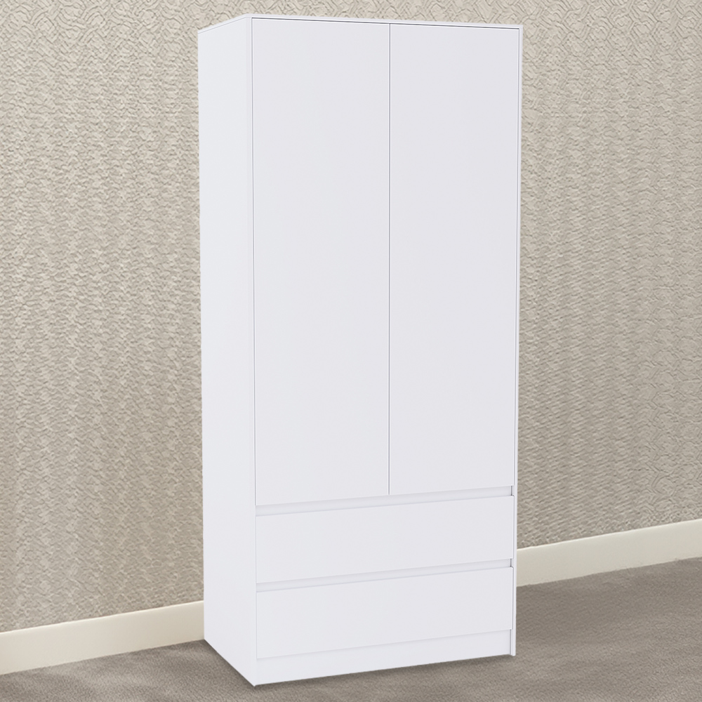 Vida Designs Denver 2 Door 2 Drawer White Wardrobe Image 1