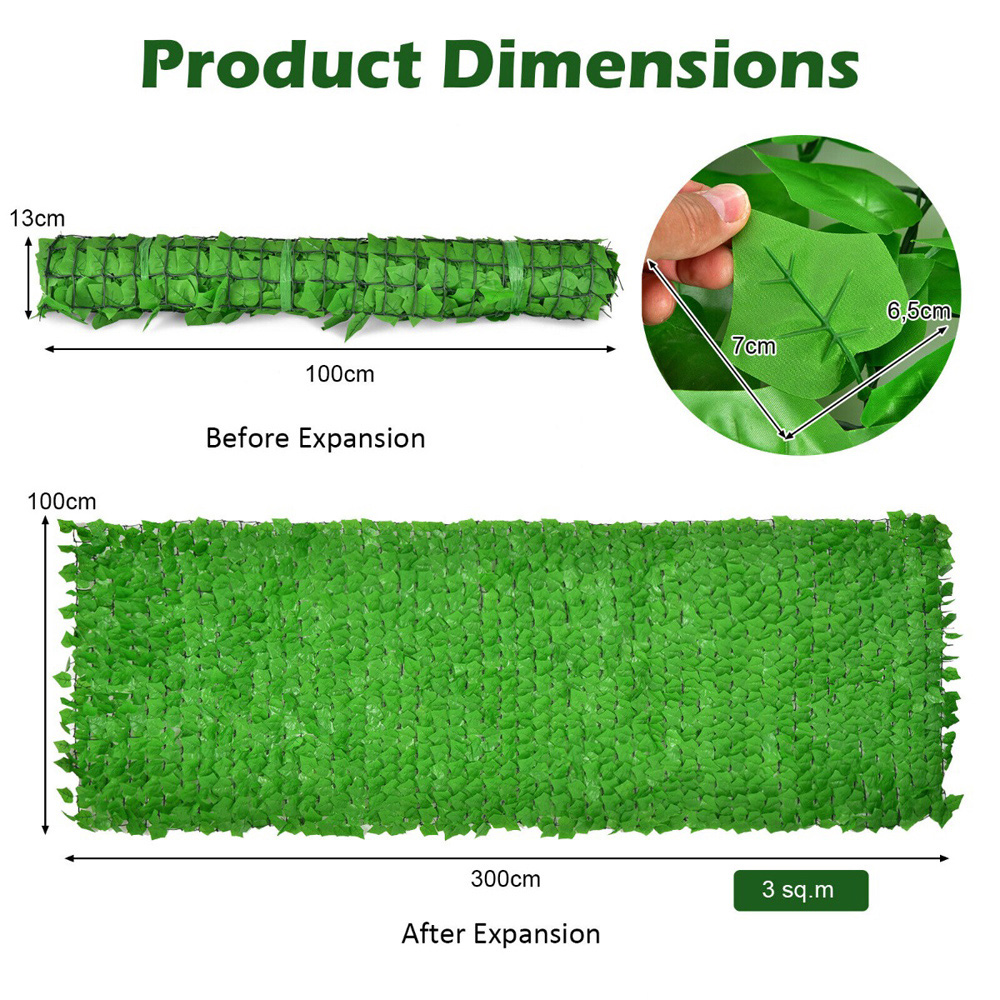 Costway Artificial Hedge Ivy Leaf 3 x 1m Size 2 Image 9