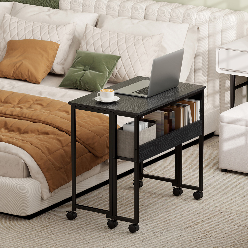 Portland Black Foldable Computer Desk with Wheels Image 4