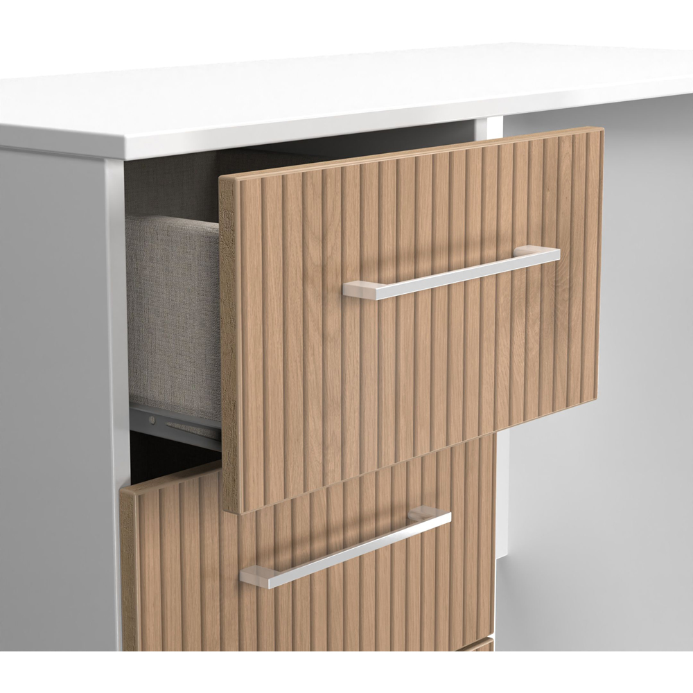 Crowndale Worcester 3 Drawer Slatt Effect and White Vanity Table Ready Assembled Image 5