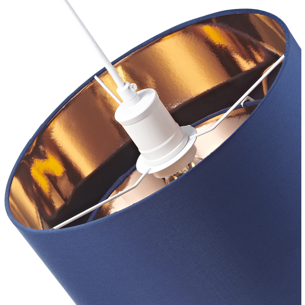 Happy Homewares Navy Blue Cotton Shiny Copper Inner Double Tier Pendant Shade Image 6