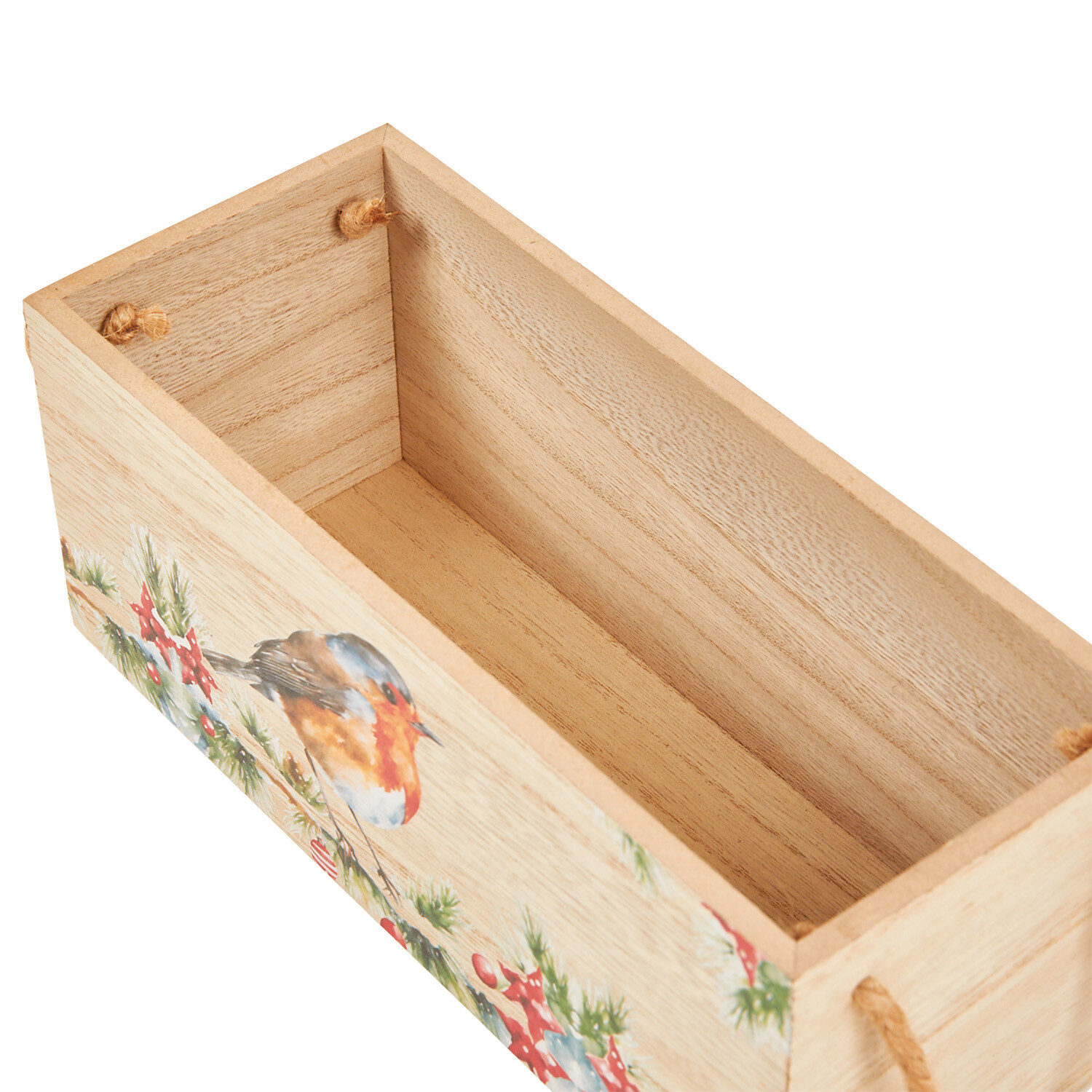 Traditional Robin Scene Wooden Box - Wood Image 3