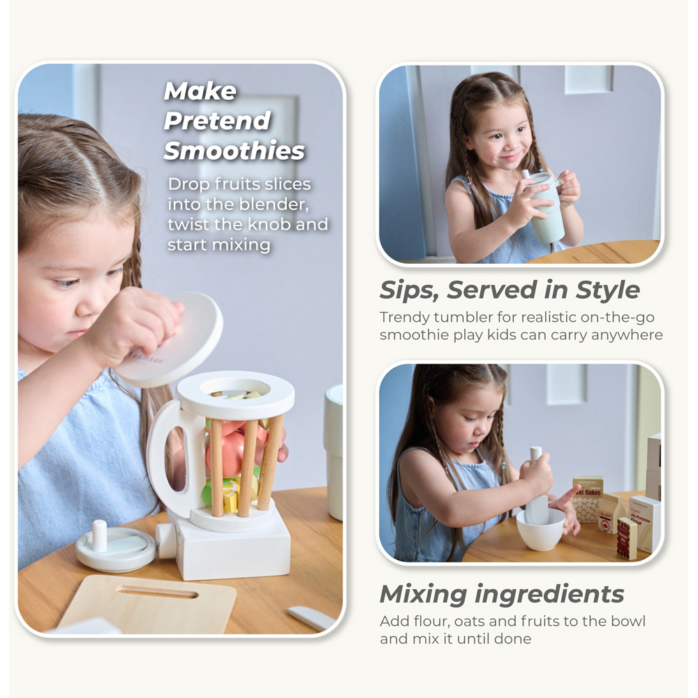 Teamson Kids Little Chef Santa Barbara Coconut Milk White Healthy Dessert Set Image 8