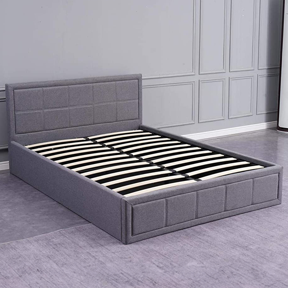 Portland Single Grey Fabric Ottoman Bed Image 1