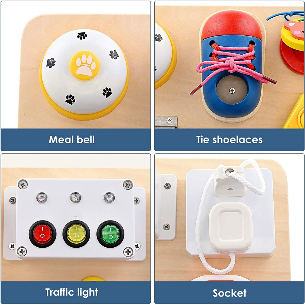 Dyzi Toddlers Montessori Busy Board Wooden Sensory Toy Image 5