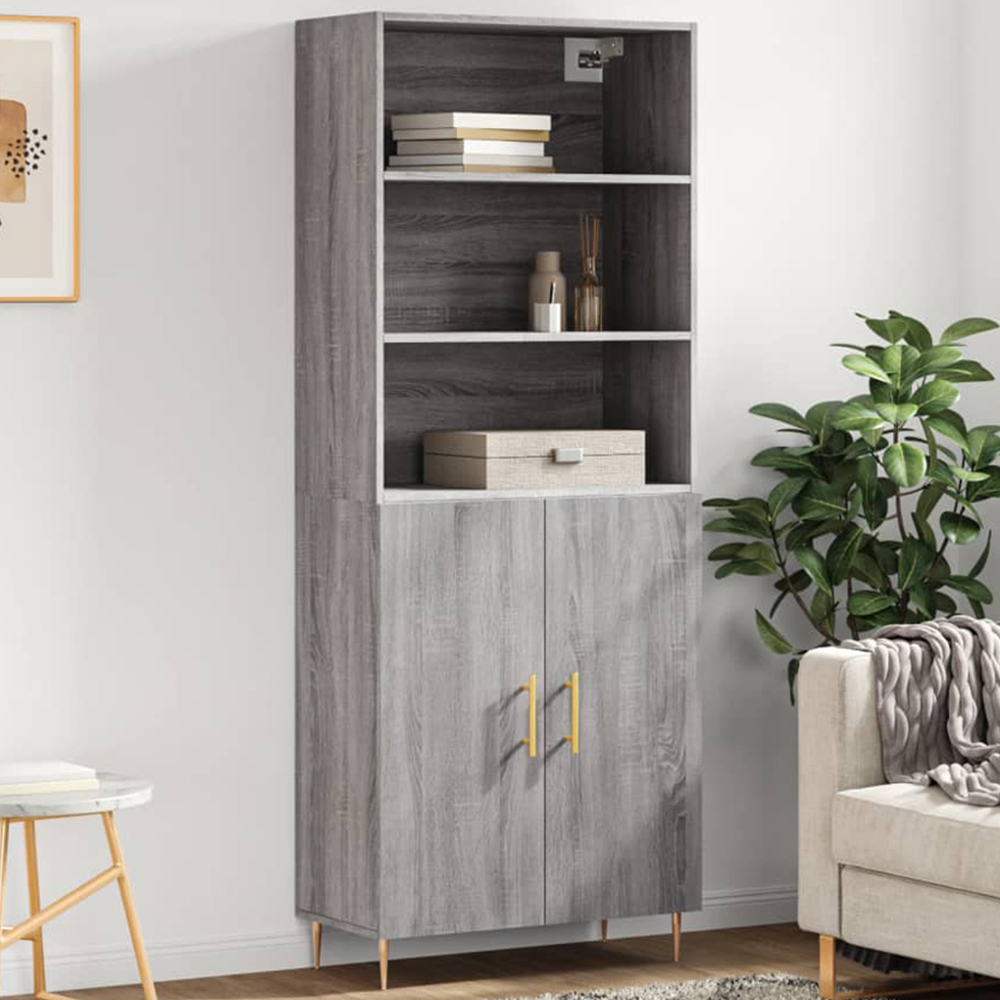 vidaXL 2 Door 3 Shelf Grey Sonoma Highboard Image 1