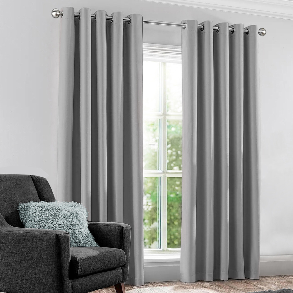 Velosso Kassidy Silver Blackout Curtains 168 x 183cm Image 1