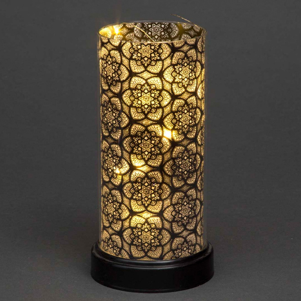 Shatchi Pre Lit Black Table Vase with Flowers Image