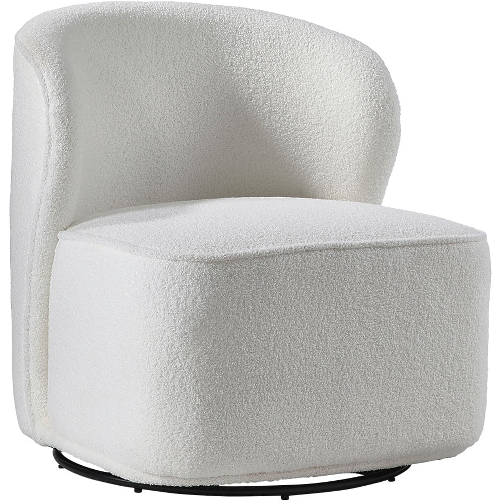 Living and Home White Chic Sherpa Upholstered Swivel Chair Image 2