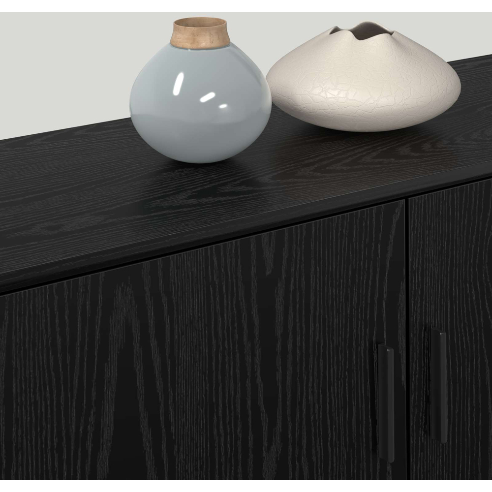 vidaXL 2 Door Black Oak Wooden Wall-Mounted TV Cabinet Set of 2 Image 4