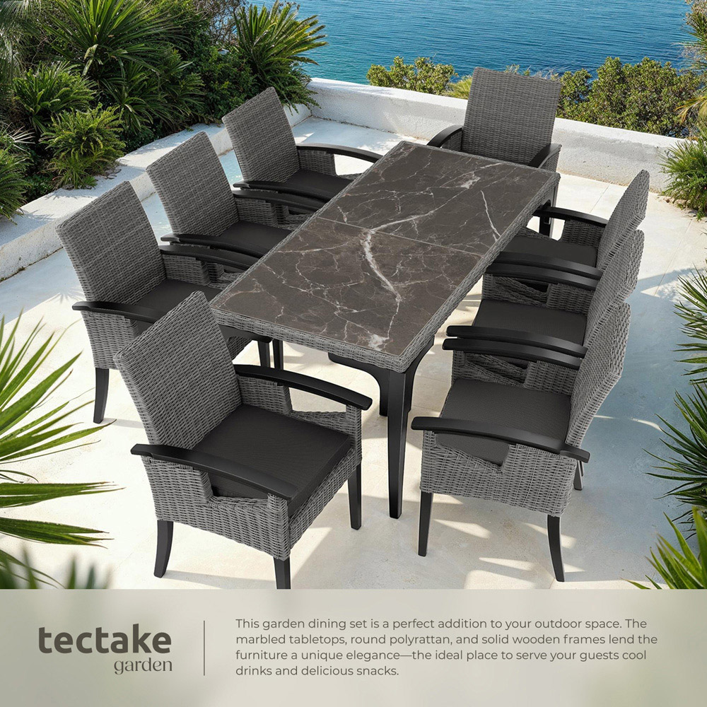 tectake Rosarno Foggia 8 Seater Poly Rattan Dining Table Grey Image 5