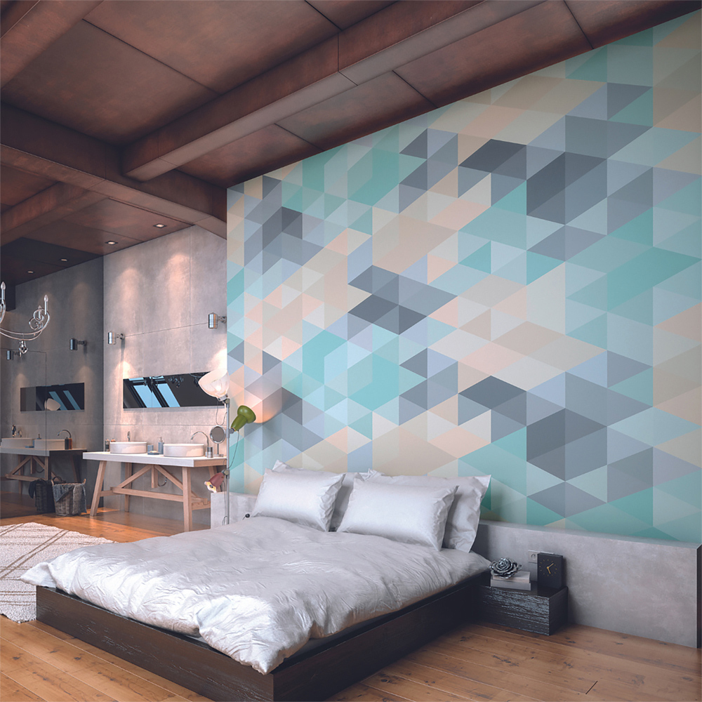 Origin Murals Iso Triangles Blue Wall Mural Image 3