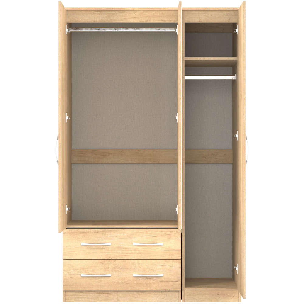 Crowndale Avon 3 Door 2 Drawer Nebraska Oak Mirrored Wardrobe Ready Assembled Image 8