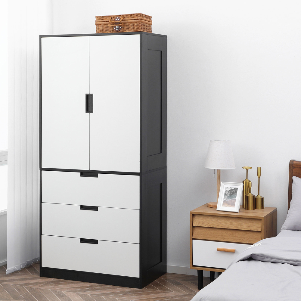 Portland 2 Door 3 Drawer White Wardrobe Image 8